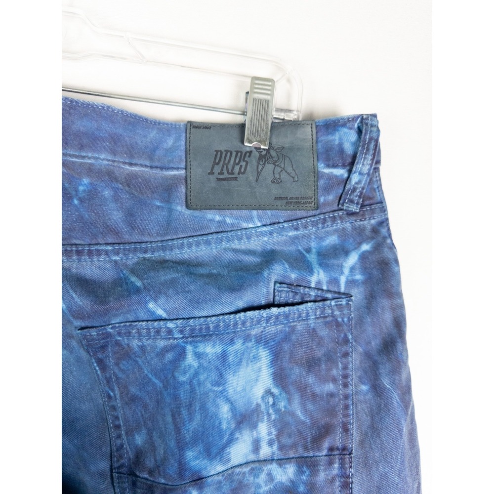 PRPS Jeans Mens Demon Tie Dye Blue 36 Straight Artwork‎ 100% Cotton High Rise